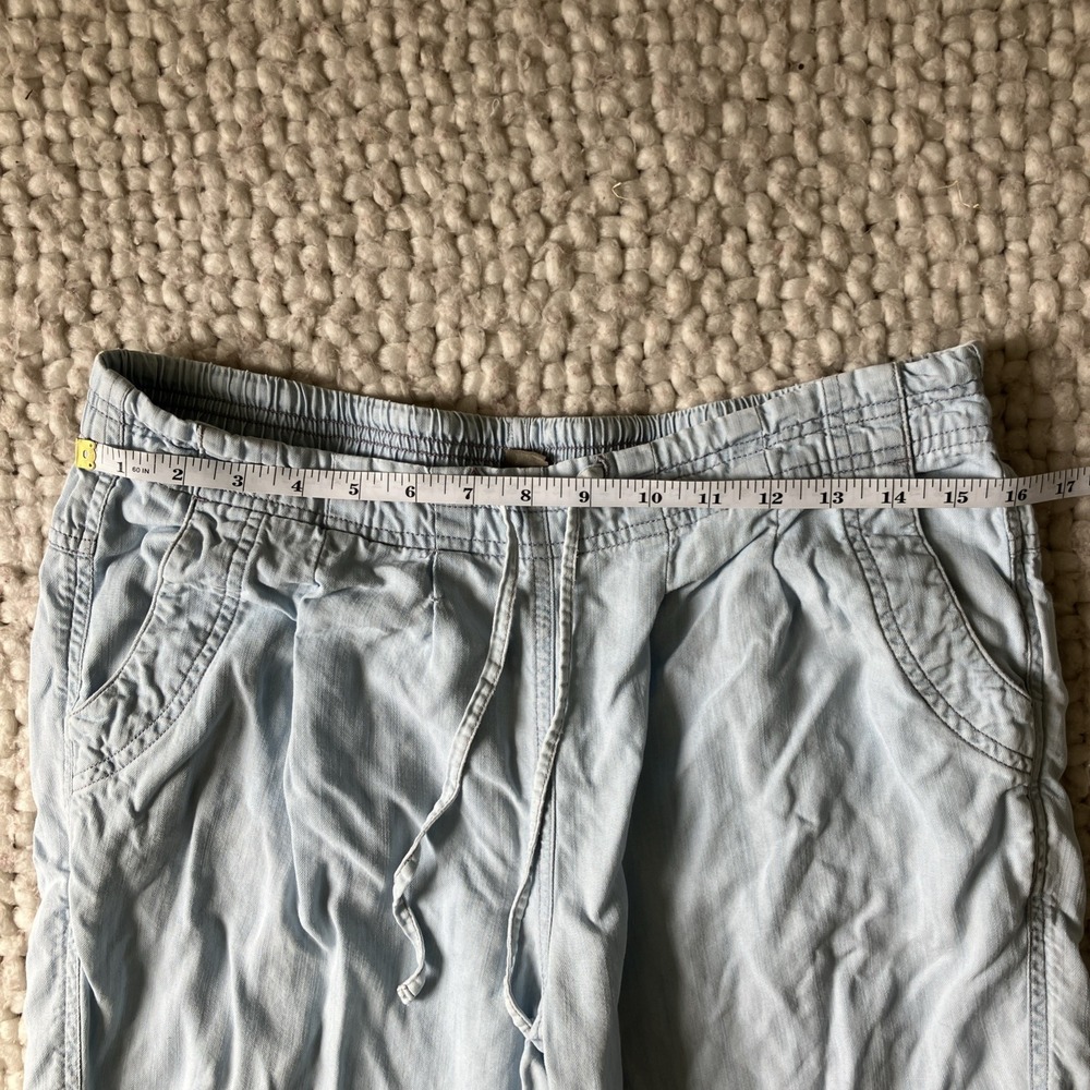 prAna Breathe Women's Cropped Pants Med Chambray Wide‎ Leg Relaxed Boho Coastal - Picture 7 of 10